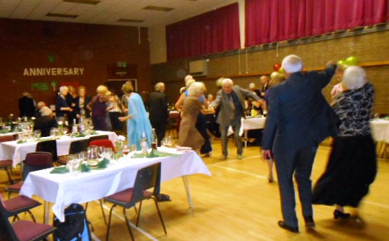 Dancing at 100 year celebration meal
