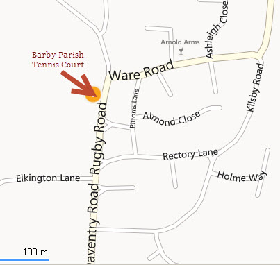 Location of Barby Tennis Court
